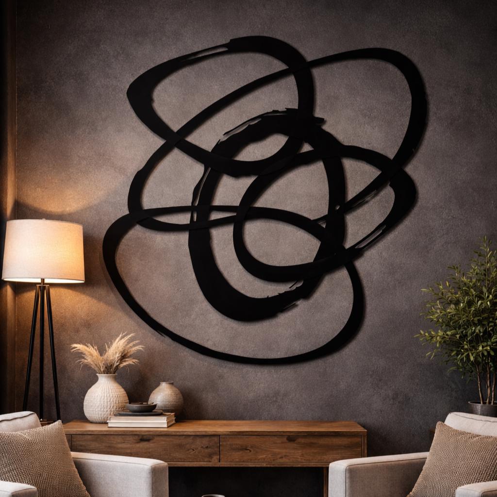 Abstract Scribble Line Metal Wall Art | Modern Minimalist Wall Decor ...