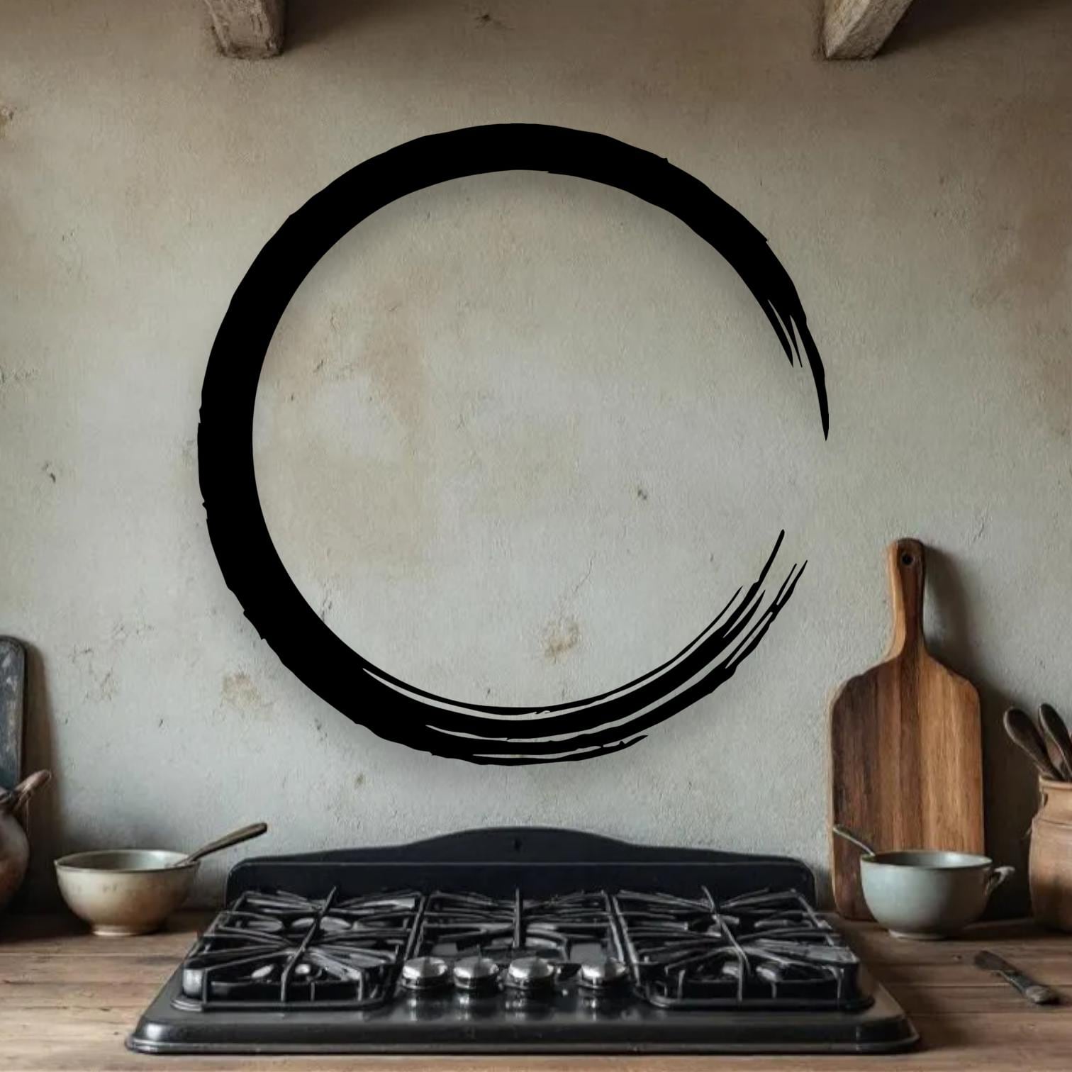 Zen Enso Circle Metal Wall Art | Minimalist Round Brush Stroke Wall ...