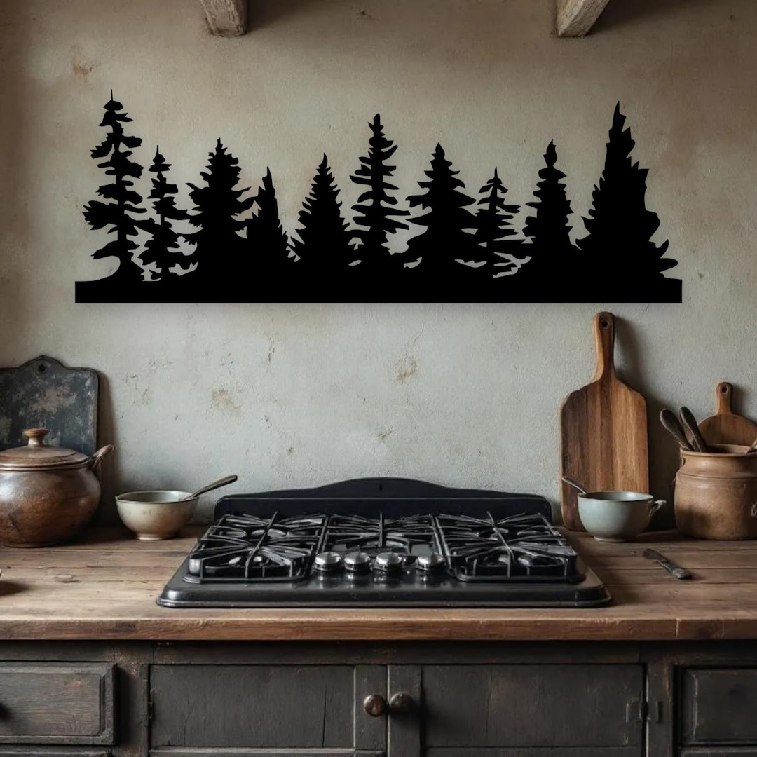 Forest Tree Metal Wall Art | Pine Tree Silhouette Wall Decor | Modern ...