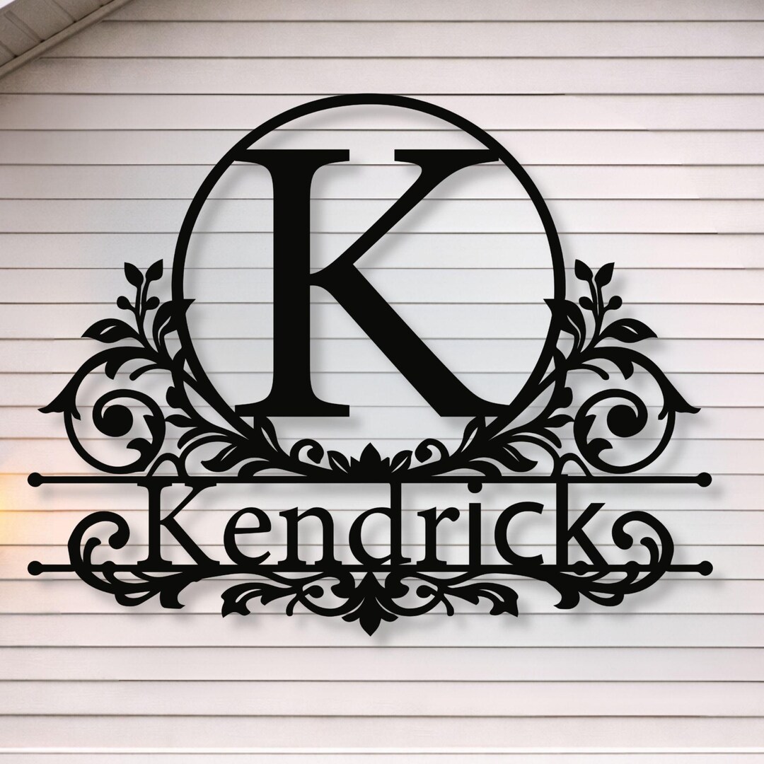 Personalized Family Name Metal Sign | Custom Last Name Monogram Wall ...
