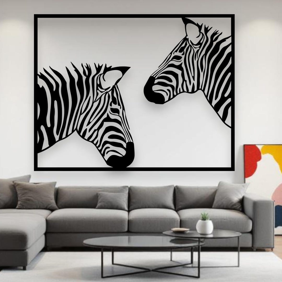 Abstract Zebra Metal Wall Art | Modern Safari Animal Wall Decor | Black ...