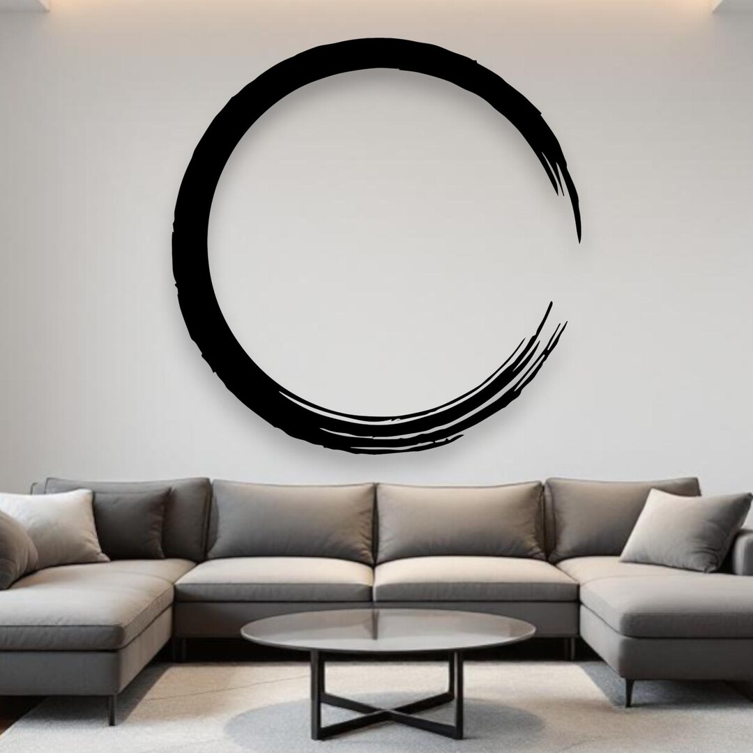 Zen Enso Circle Metal Wall Art | Minimalist Round Brush Stroke Wall ...