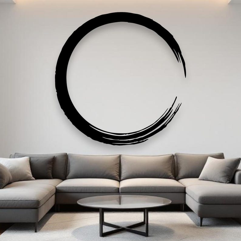Zen Enso Circle Metal Wall Art | Minimalist Round Brush Stroke Wall ...