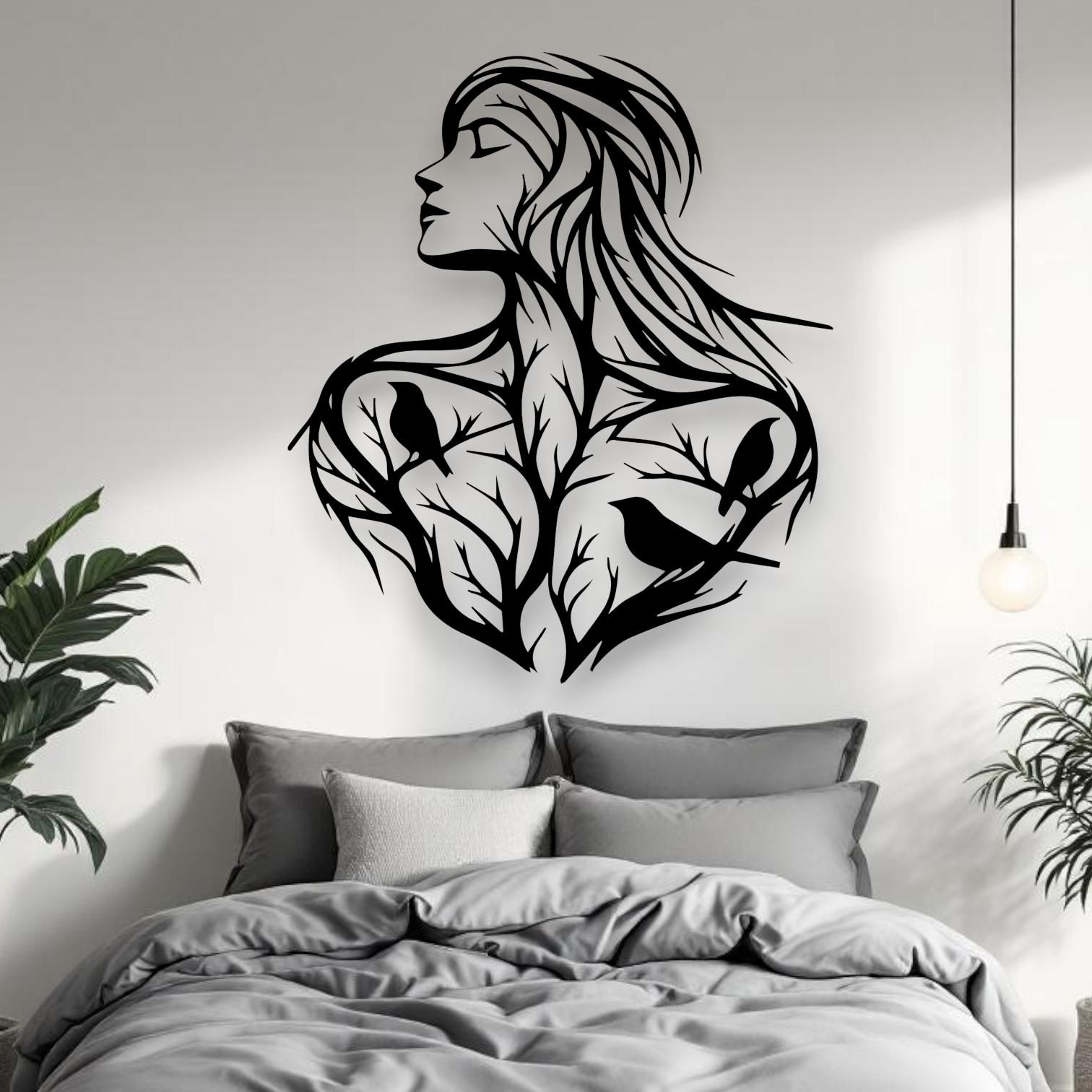 Abstract Woman Tree Metal Wall Art | Female Silhouette Nature Wall ...