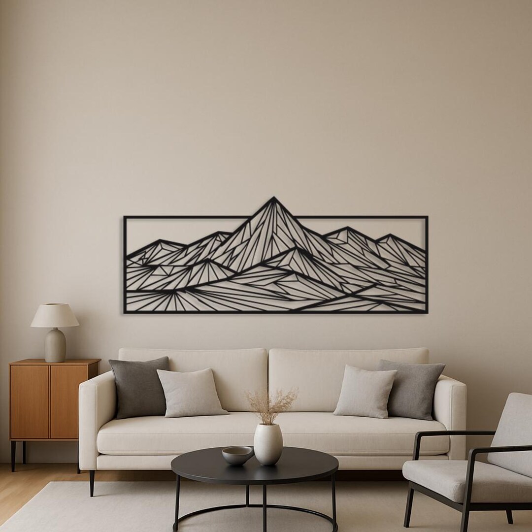 Geometric Mountain Metal Wall Art for Rustic and Modern Interiors ...