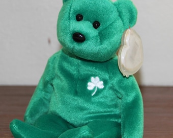 TY Beanie Babies Erin 1997 W/ Tag Errors , Never played with , Kept in Acrylic Case always! Rare!