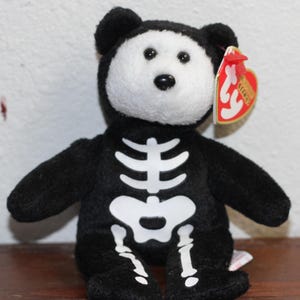 Ty Halloweenie-beanie baby "BONESES" skeletbeer zeer ZELDZAAM 2008