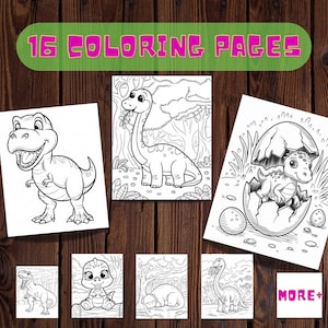 Dinosaurs Coloring Pages for Kids | 16 Pages | Cute Coloring Pages | For Kids and Adults | Digital Download | 8.5x11&quot; pdf| Dinosaurs Sheets