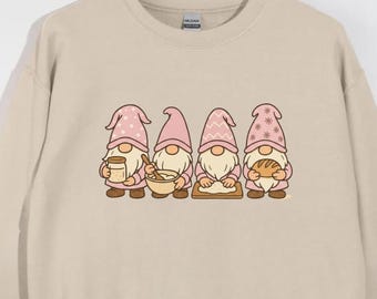 Pink Gnome Baking Crewneck - Unisex Cotton Sweatshirt