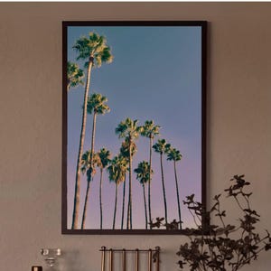 Plakat retro California Palm Springs, wydruk artystyczny Palm Trees, dekoracja łazienki Beach House, sztuka nadmorska, dekoracja ścienna Boho, dekoracja pokoju w akademiku