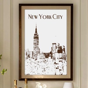 NYC poster | New York City travel poster | Minimalist aesthetic | neutral city art | cityscape art print | New York City art
