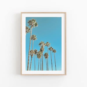 Plakat retro California Palm Springs, wydruk artystyczny Palm Trees, dekoracja łazienki Beach House, sztuka nadmorska, dekoracja ścienna Boho, dekoracja pokoju w akademiku