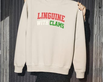 Linguine With Clams Sweatshirt, Italian Family Christmas Gifts, Italian Seafood Pasta Lover Gift, Nonna Gift, Italian Foodie Crewneck