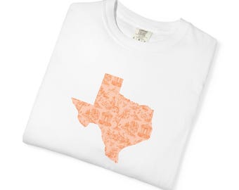 Texas Comfort Colors TShirt, Preppy Orange College Game Day Tee, Chinoiserie Texas, Gift For Texas College Student, Texas Womens Shirt