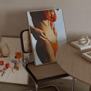Red Bikini Magazine Poster, y2k Dorm Decor, Woman Photo Print, Vintage Feminist Poster, Old Money Aesthetic, Retro Bar Cart Wall Art,