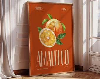 Fruits orange art mural cuisine cadeau de pendaison de crémaillère d'été art mural italien Italie côte amalfitaine impression décoration d'appartement imprimable art mural cuisine