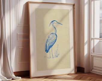 Fishing Hunting Nursery Bird Decor Vintage Boy Wall Art Woodland Nursery Print Farmhouse Rustic Nursery Art Blue Heron Coastal Sealife Print