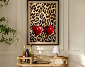 Poster mat à imprimé léopard maximaliste | Décoration d'appartement de l'an 2000 | Affiche léopard | Affiche léopard | Décoration de dortoir universitaire | Tendance | Mon chéri