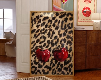 Leopard Wall Art Pink and Leopard Print Preppy Coquette Girly Above Bed Bedroom Wall Decor Aesthetic Trendy Cheetah Print Instant Download