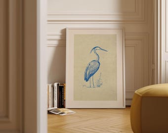 Fishing Hunting Nursery Bird Decor Vintage Boy Wall Art Woodland Nursery Print Farmhouse Rustic Nursery Art Blue Heron Coastal Sealife Print