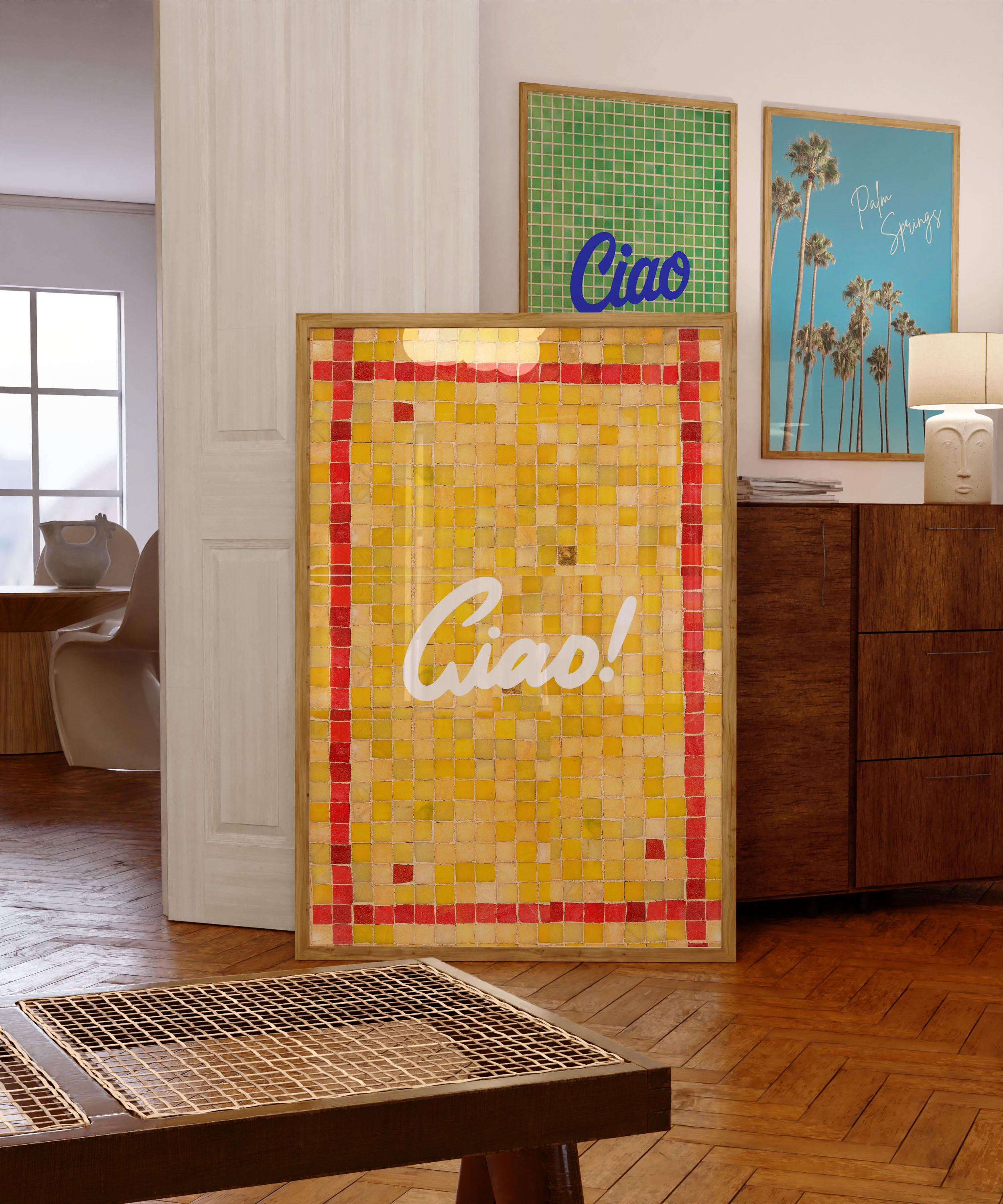 Ciao Tile Print, Italian Tile Art Print, Maximalist Kitchen Wall Art, Summer Bar Cart Art, Italy Themed Party Decor, Italian Word Art Print