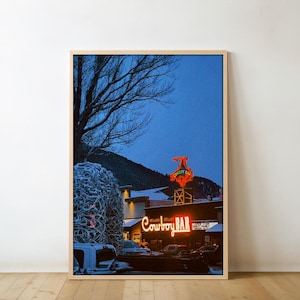 Vintage Ski Town Art print, Retro photography print, Travel ski print, Jackson Hole Retro Photo, Bar cart art, Gift for Skier