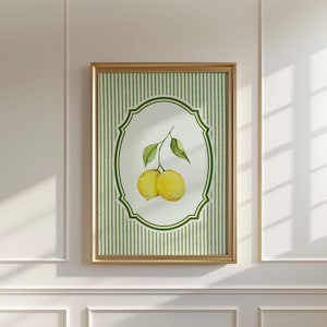 Impression d&#39;art citrons et rayures Impression d&#39;art citrons décoration murale cuisine grand millénaire art mural imprimable noyau de chalet pendaison de crémaillère