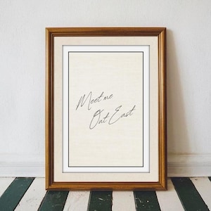 Retro Hamptons-muurkunst, Meet Me Out East-print, Montauk-print, trendy horizontale print, esthetiek retro appartement, strand ansichtkaartprint