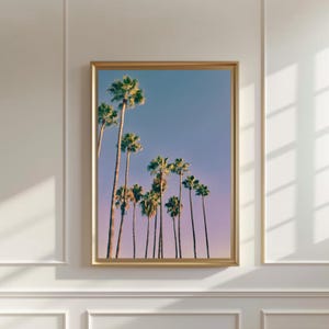 Plakat retro California Palm Springs, wydruk artystyczny Palm Trees, dekoracja łazienki Beach House, sztuka nadmorska, dekoracja ścienna Boho, dekoracja pokoju w akademiku