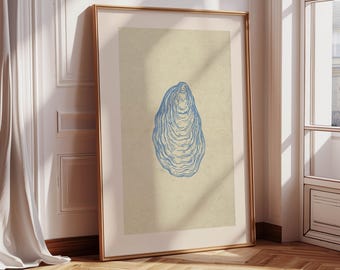 Vintage Coastal Oyster Print, Neutral French Country Nautical Decor, Vintage Lake House Art, Fisherman Aesthetic, New England Seafood Art