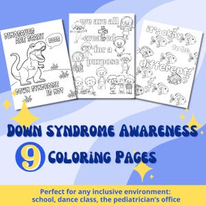 Down Syndrome Coloring Pages, WDSD School Resource, 9 Art Pages, Inclusion & Kindness, Printable, PDF Download, Sock Karyotypes DS Awareness