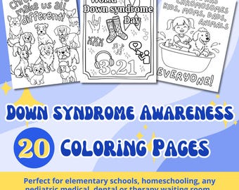 Down Syndrome Coloring Pages, WDSD School Resource, 20 Art Pages, Inclusion, Kindness, Printable, PDF Download, Sock Karyotypes DS Awareness