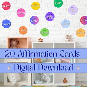 Cartes d'affirmations pour enfants, affirmations positives en cercle à imprimer pour enfants, maternelle et thérapie, activités de santé mentale pour enfants, décoration