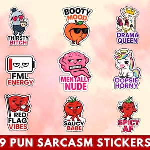 Adult Humor Sarcasm Sticker Pack | 9 Funny Digital Stickers | Meme Laptop / iPad / Journal Stickers | Instant Download