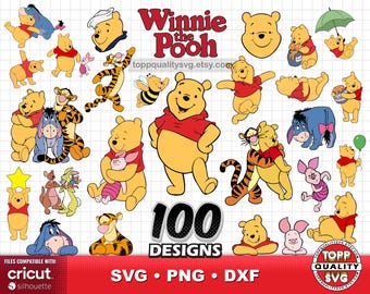 Winnie the Pooh 100 cliparts bundle: SVG cut files for Cricut / Silhouette (craft supply)