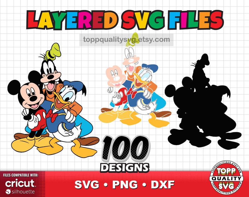 Mickey and Friends 100 cliparts bundle: SVG cut files for Cricut / Silhouette (craft supply) image 5