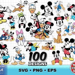 Classic Mickey and Friends 100 cliparts bundle: SVG files for Cricut / Silhouette (craft supply) image 1