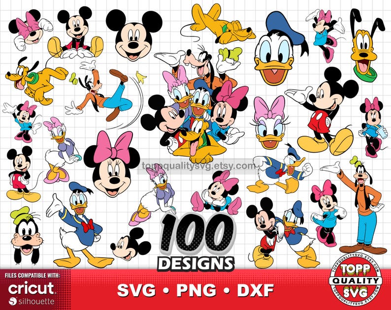 Mickey and Friends 100 cliparts bundle: SVG cut files for Cricut / Silhouette (craft supply) image 1