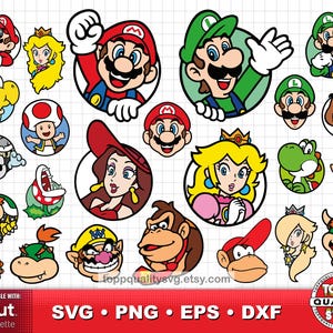 Super Mario Icons clipart bundle: SVG cut files for Cricut / Silhouette (printable craft supply)