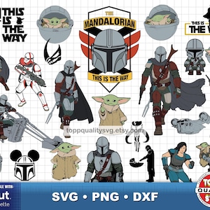 Mandalorian clipart bundle, printable craft supply, The Mandalorian svg cut files for Cricut / Silhouette, Star Wars png, dxf files