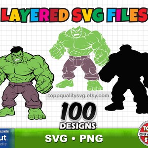 Hulk 100 Cliparts: Superheld SVG-Schnitt-Dateien für Cricut / Silhouette (Bastelbedarf) Bild 5
