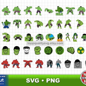 Hulk 100 Cliparts: Superheld SVG-Schnitt-Dateien für Cricut / Silhouette (Bastelbedarf) Bild 3