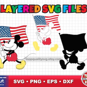 Mickey en vrienden 4 juli clipartbundel SVG-bestanden knippen (ambachtelijke levering) afbeelding 4