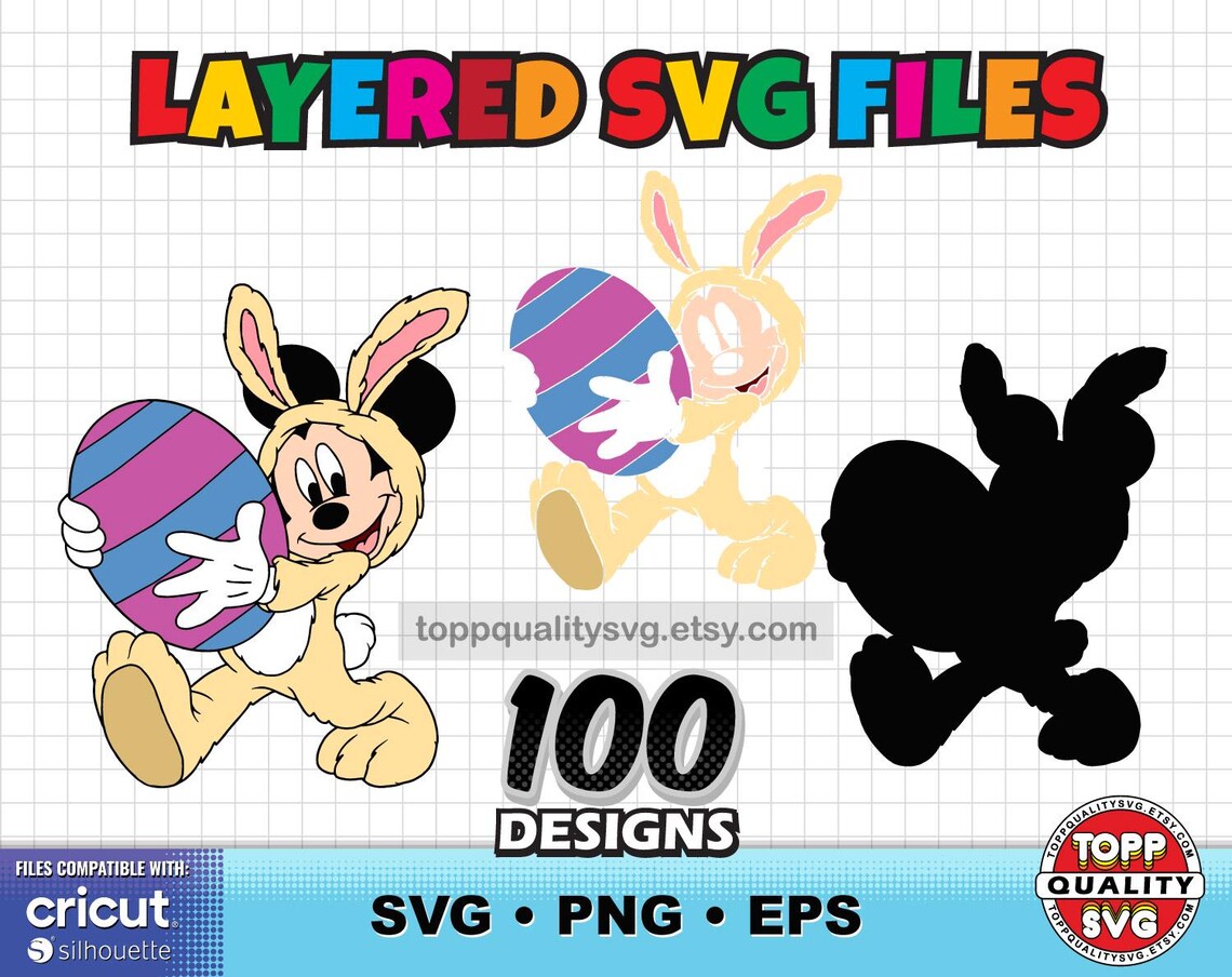 Mickey & Friends Easter 100 Cliparts Bundle: SVG Files for Cricut ...