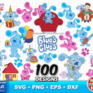 Paquete de 100 imágenes prediseñadas de Blues Clues: archivos de corte SVG para Cricut / Silhouette (materiales para manualidades)