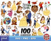 Beauty and The Beast 100 Cliparts Bundle: SVG files for Cricut / Silhouette (printable craft supply)