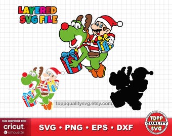 Clipart de Natal do Super Mario: arquivos de corte SVG para Cricut / Silhouette (material para artesanato)