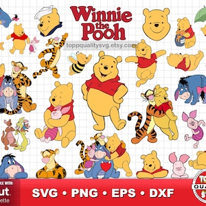 Pooh and Friends clipart bundle, craft supply, Pooh svg cut files for Cricut / Silhouette, Winnie the Pooh png, eps, dxf files