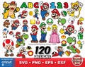 Mario 120 cliparts bundle + alphabet: SVG cut files for Cricut / Silhouette (craft supply)