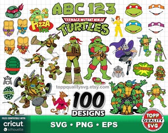 Ninja Turtles 100 cliparts bundle + alphabet: SVG cut files for Cricut / Silhouette (craft supply)
